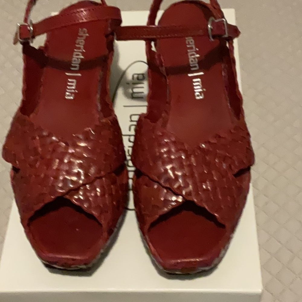 Sheridan Mia Women's Red Woven Platform Sandals